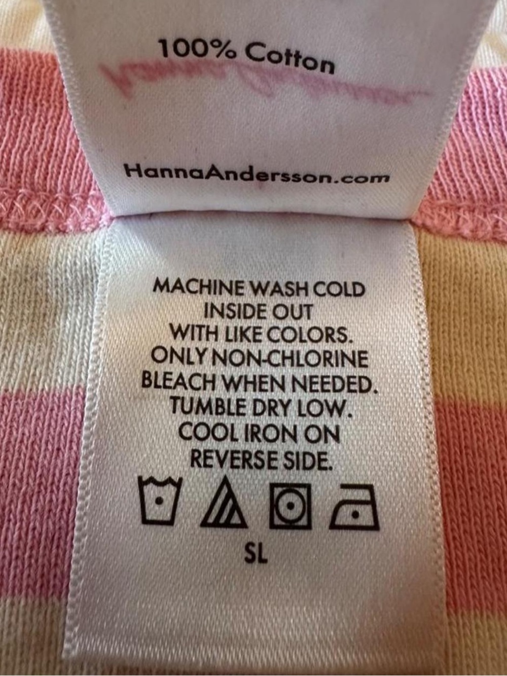Hanna Andersson Pink Cream Striped Cotton Long Sleeve Top L Preppy Scandinavian - Picture 5 of 7